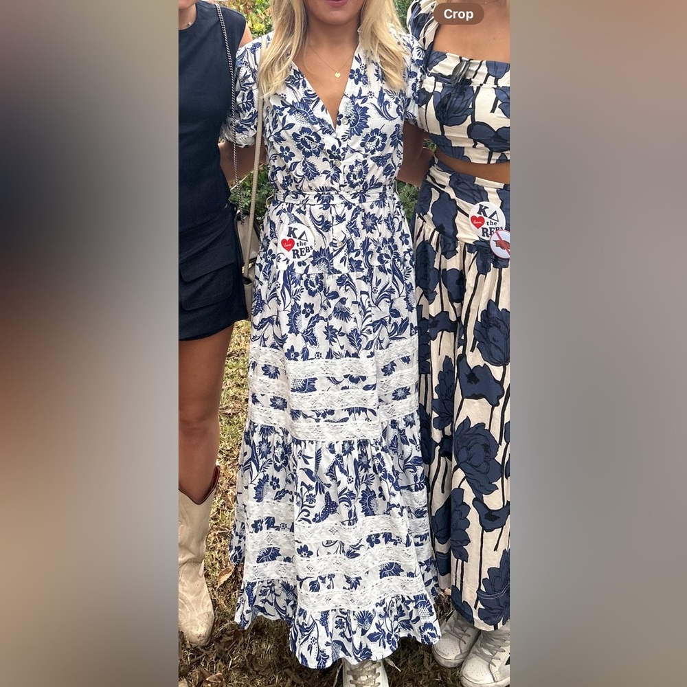 Floral Blue and White Dress